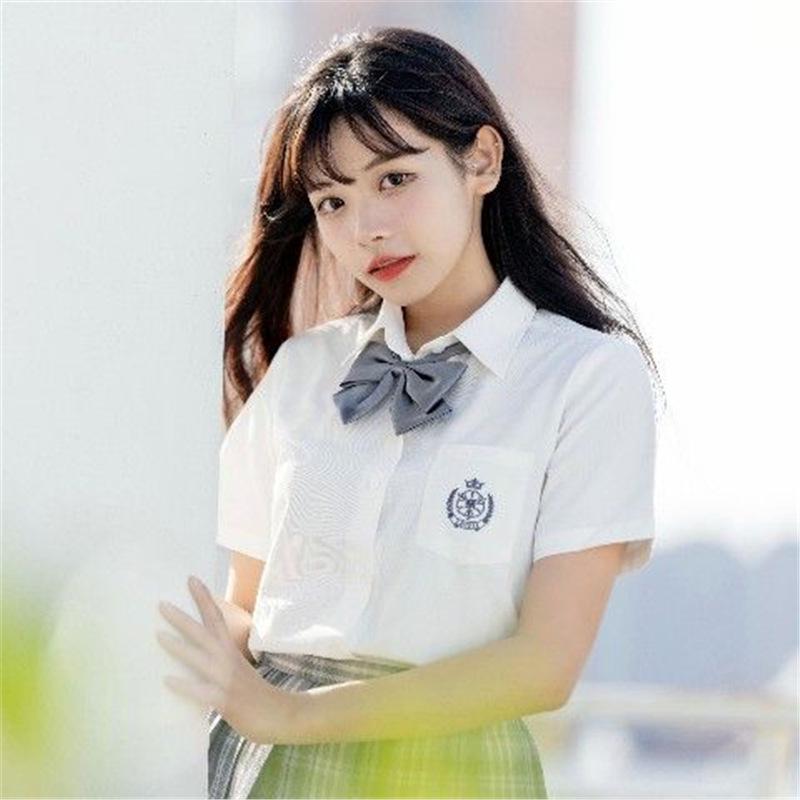 

Вышитая студенческая рубашка-униформа Святого Чжихуа - с коротким/длинным рукавом, квадратный воротник 2XL