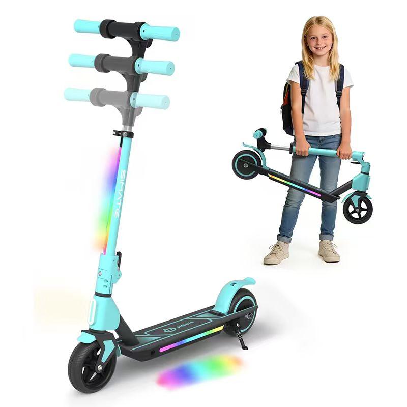 Monopattino Elettrico per Bambini dai 6 ai 14 Anni, 3 Altezze Regolabili, Display e Luci a LED, Pieghevole, Velocità Sicura 8-14 km/h