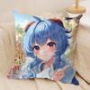Ganyu Genshin Impact Cushion Cover Silky Short Plush Invisible Zipper Dustproof Sofa Pillow Case For Home Decor