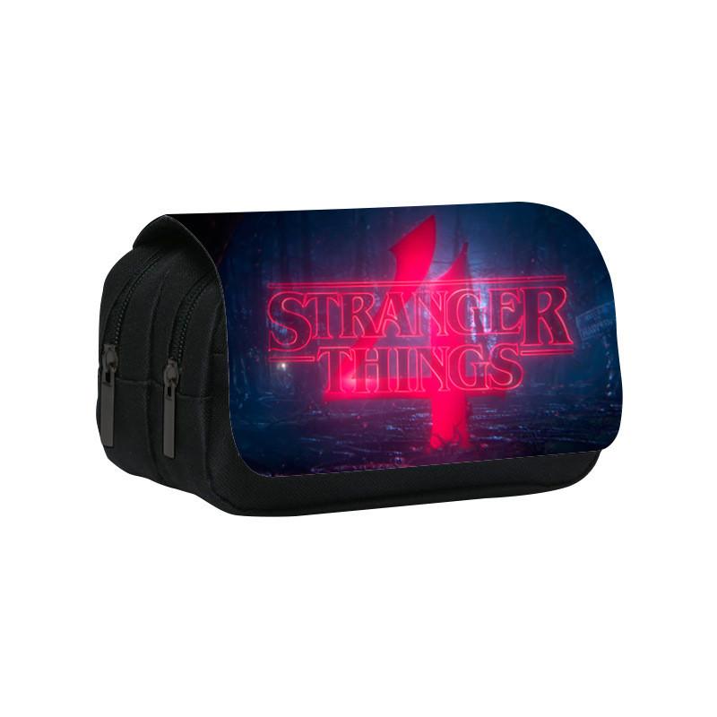 Stranger Things 4 Doppellagiges Federmäppchen mit großem Fassungsvermögen für Schüler und Bürogebrauch