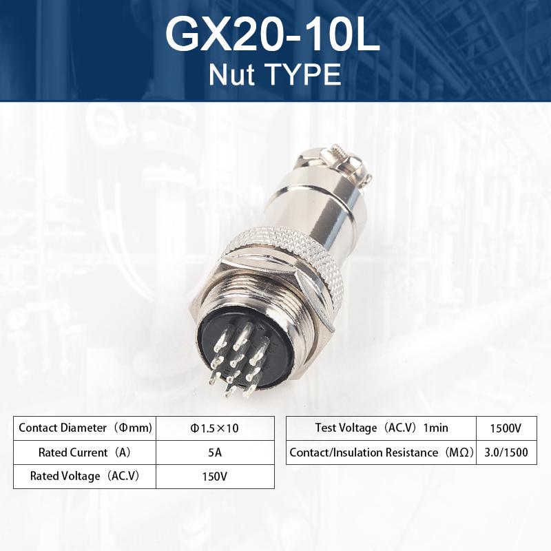 GX20 Nut Type  Male &Female Aviation Plug Socket Connector 2/3/4/5/6/7/8/9/10/12/14/15 PIN Cable Joint  Aviation Plug Connector
