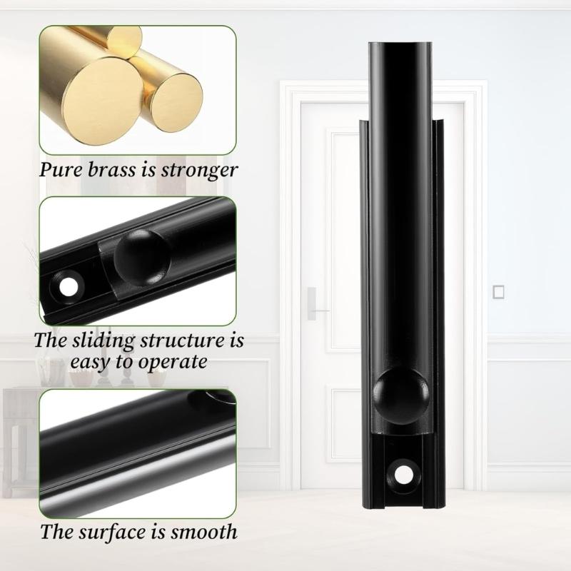 Multifunction Sliding Door Security Lock Iron 90/180 Degree Mounting Option Double Door Sliding Bolt Lock for Household Use