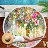 Large Round Colorful Flower Printed Beach Towel Diameter 3D Print Microfiber Blanket With Tassel Fringe Yoga Mat For Adult