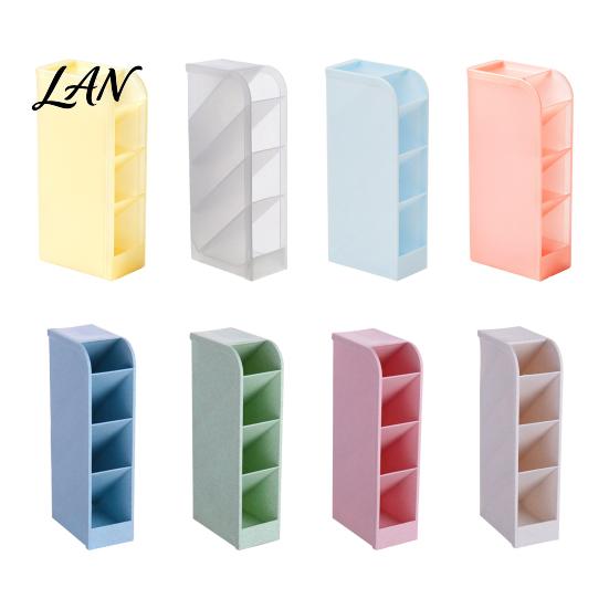 Stationery Storage Box Slanted Pen Holder with 5 Compartments, Plastic Organizer, Desk Organizer Macaron Colors Space Saving Pencil Cup for