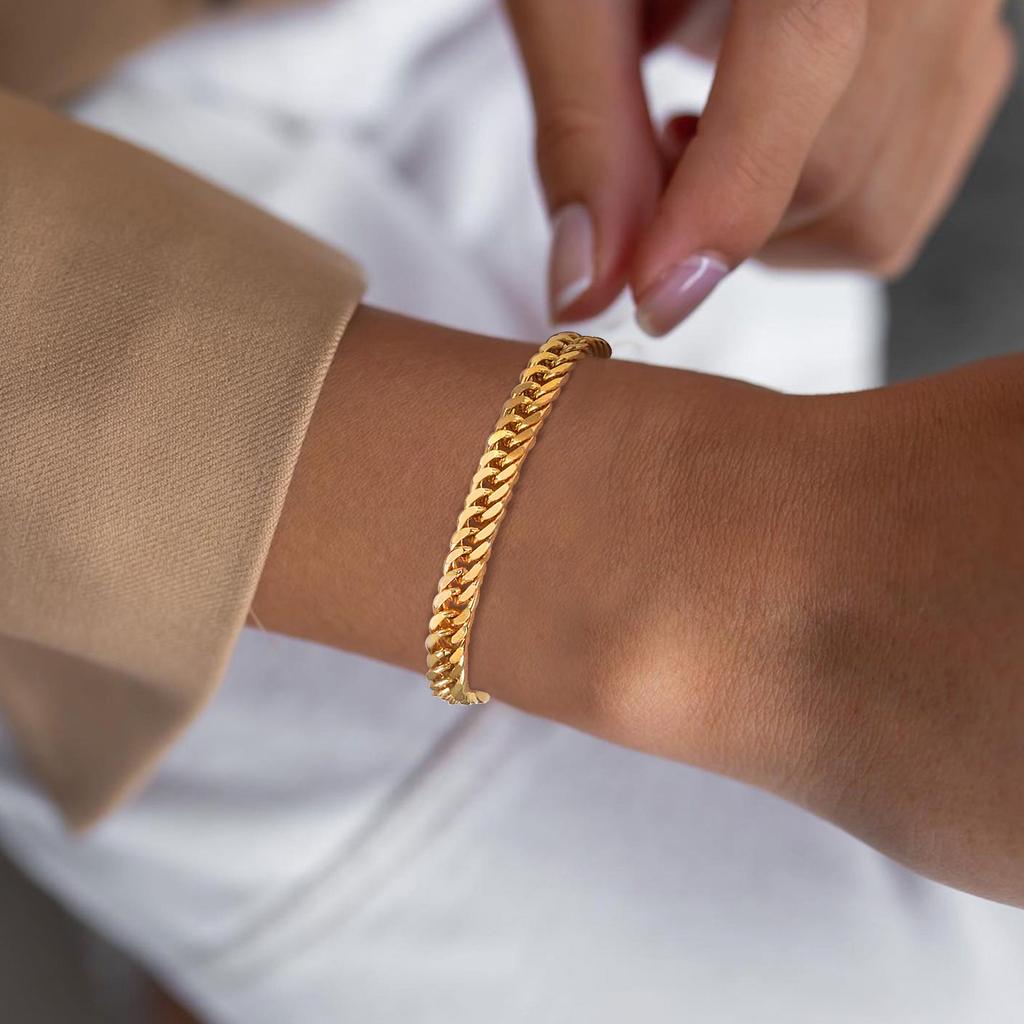 2026 New Cuban Link Chain Bracelet for Women,Gold Color Stainless Steel Chain Wristband Bracelets,Fashion Jewelry Gifts