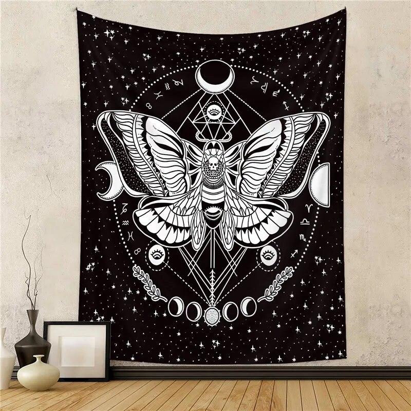Psychedelic Butterfly Tapestry Wall Hanging Cloth Bohemian Witchcraft Hippie Aesthetic Dorm Home Decor