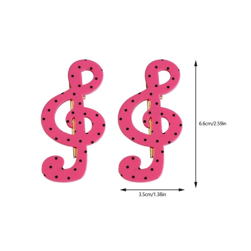 Cute Star Dot Striped Music Note Hair Clip Set Of 2pcs For Women Girls Kids Lightweight Acrylic Hair Accessories