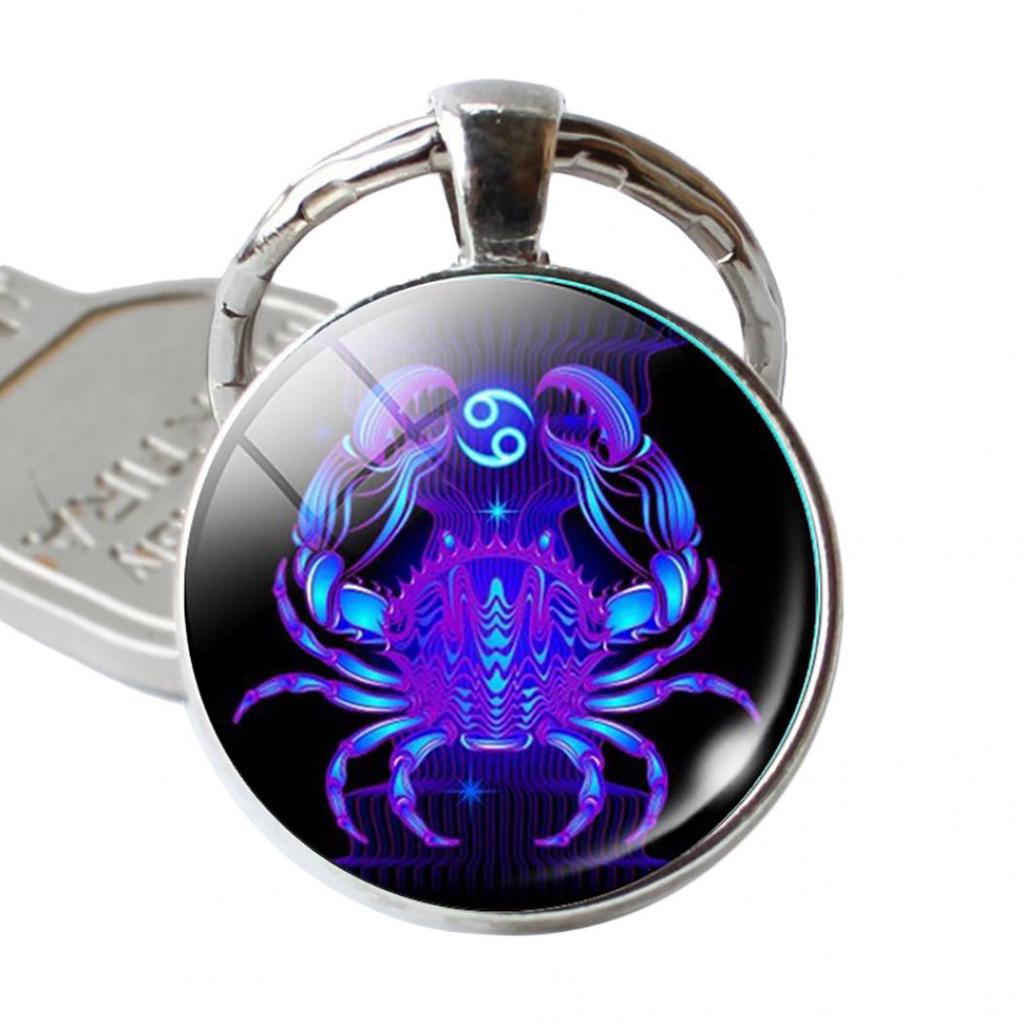 12 Sternbild Sternzeichen runder Glasanhänger Schlüsselanhänger Schlüsselanhänger Geschenk