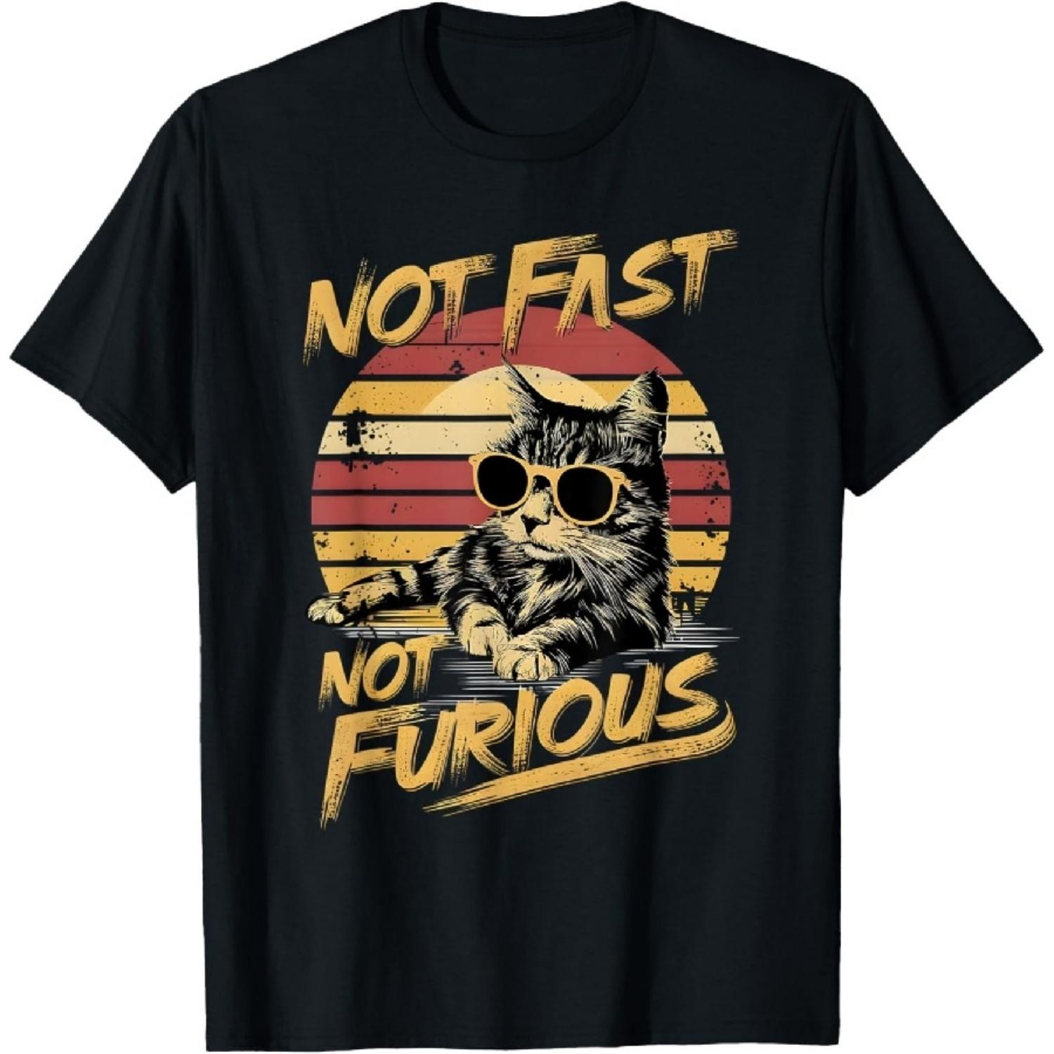 Not Fast Not Furious Lazy Relaxed Cat Cat Lover T-Shirt2 S