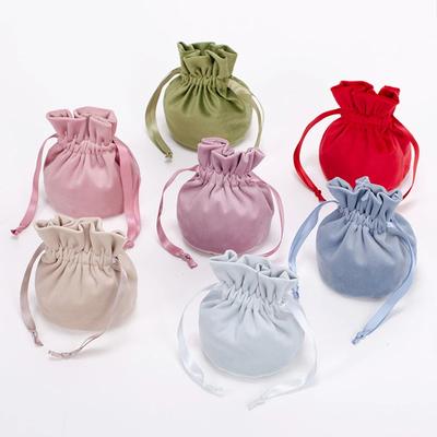 1PC Flannel Drawstring Bag Jewelry Gift Candy Pull Rope Packing Pouches Wedding Christmas Flannel Cosmetic Storage Bag