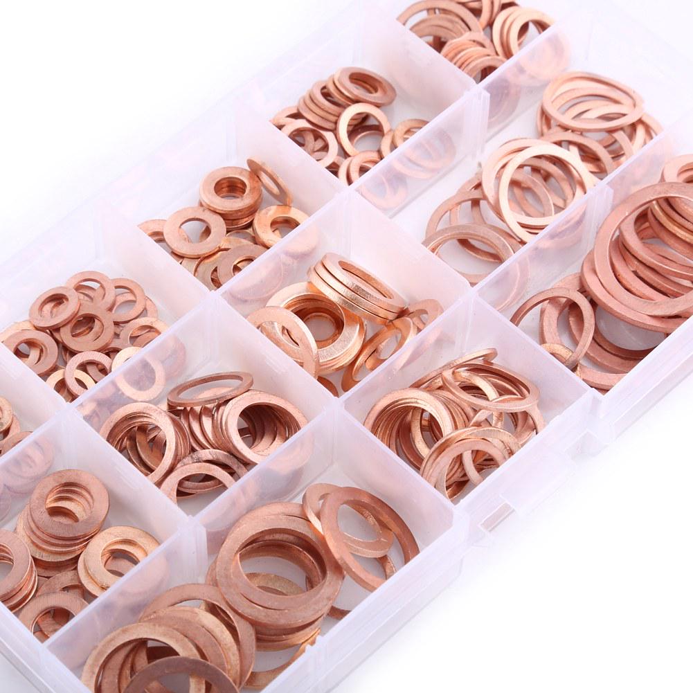 280pcs 12 Sizes Copper Flat Washer Plain Washers With Box Fitting for Screws Bolts Fasteners