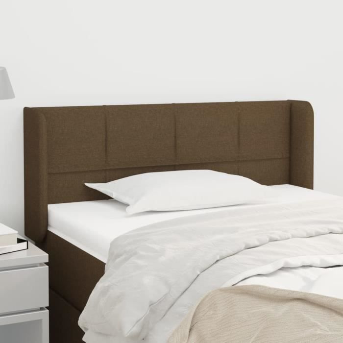 VidaXL Tête de lit avec oreilles Marron Foncé 103x16x78-88 cm Tissu3118761