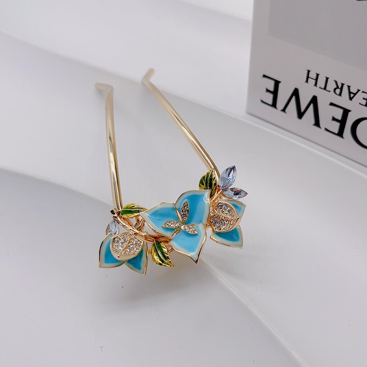 

Elegant U-Shaped Cloisonné Enamel Bougainvillea Hairpin K9 фиолетовый