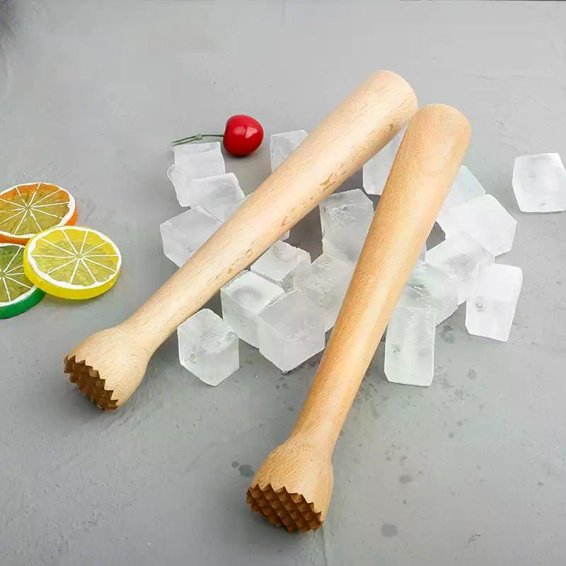 1Pcs Ice Muddler Wooden Pestle Beech Material Bar Kitchen Cocktail Tool Ice Muddler Sturdy Swizzle Sticks
