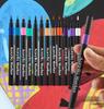 12/24/36pcs Soft Brush Tip Acrylic Marker Pens Vibrant Colors No Bleed Paint Markers for Canvas Rock Glass Fabric DIY Crafts