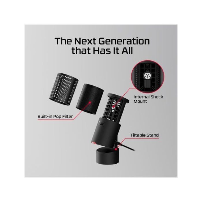 Micrófono HyperX Solocast 2 USB Cardioide Negro Con Cable De 2 M