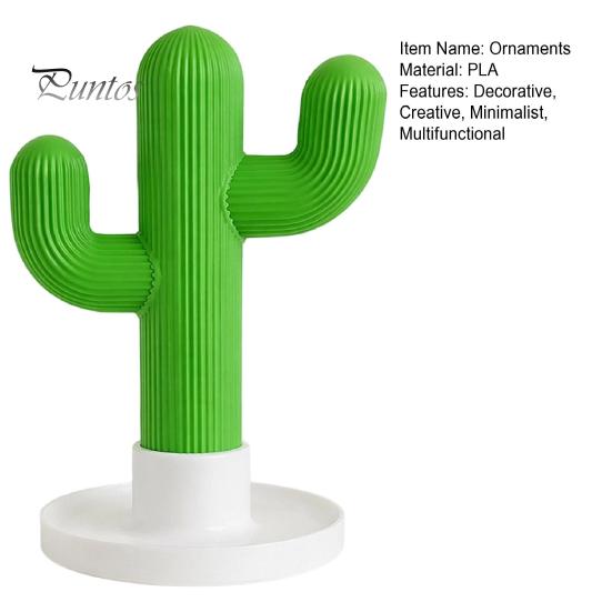 Creative Cactus Ornament Headphone Stand And Watch Holder, Desktop Organizer with Cable Storage Office Desk Accessories Tray, 3D Printed Display Rack