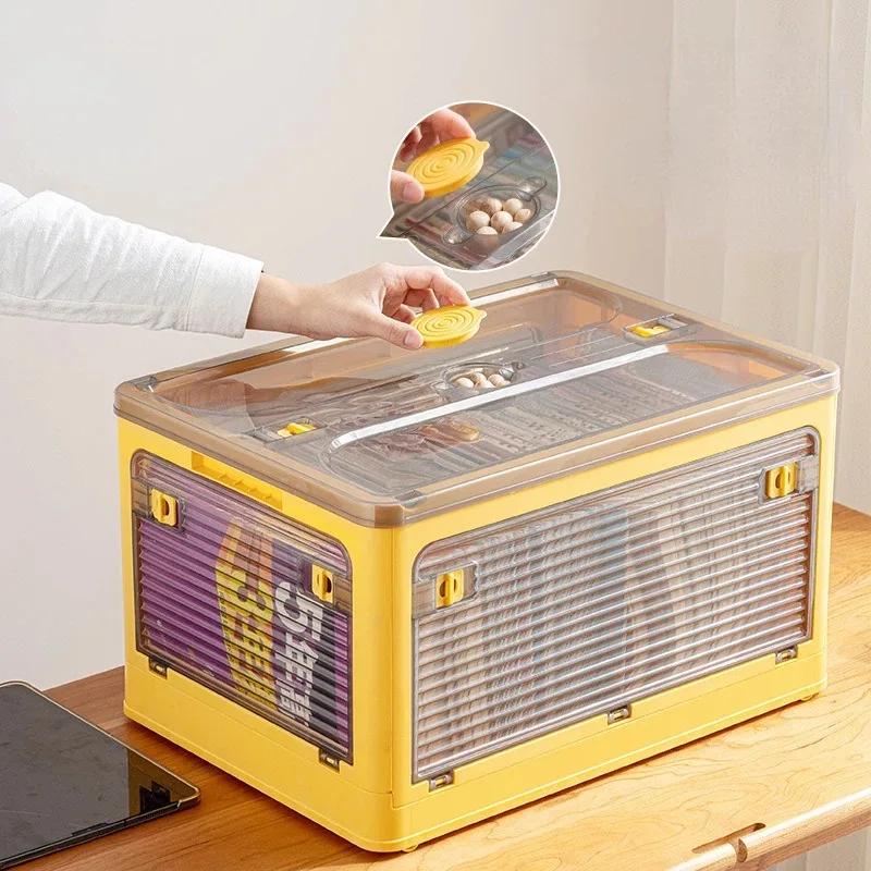 Vollständig offene faltbare Aufbewahrungsbox mit Deckel, multifunktionaler faltbarer Kunststoff-Organizer, Schrank-Organizer-Behälter für Spielzeug, Bücher, Auto