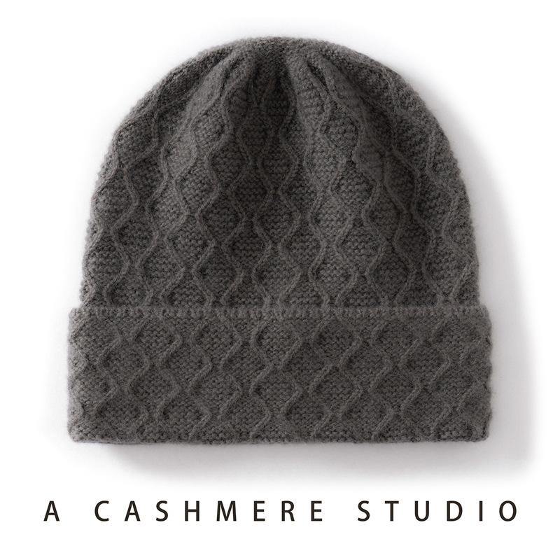 Autumn and winter cashmere hats men's and women's knitted sleeves, ear protectors, bag heads, stacking hats, cold-proof, thickened and warm wool hats