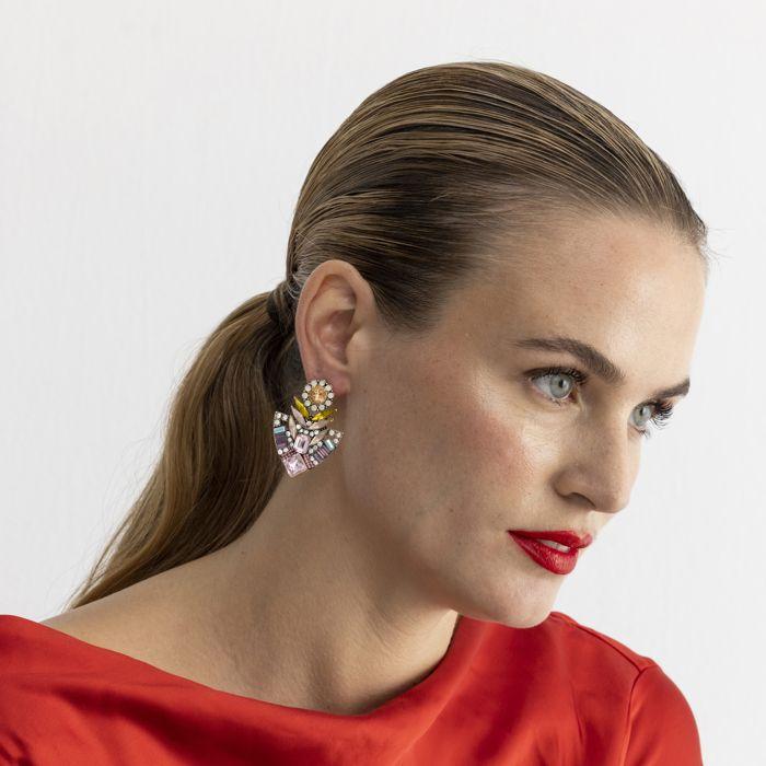 Luxenter Earrings with Multi-colored Crystal 18k Gold Finish - Aphuat