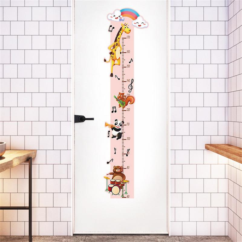 Cartoon Animal Cat Height Measurement Wall Sticker Height Growth Diagram Of Tropical Leaves Wall Sticker Vinyl Wallpaper