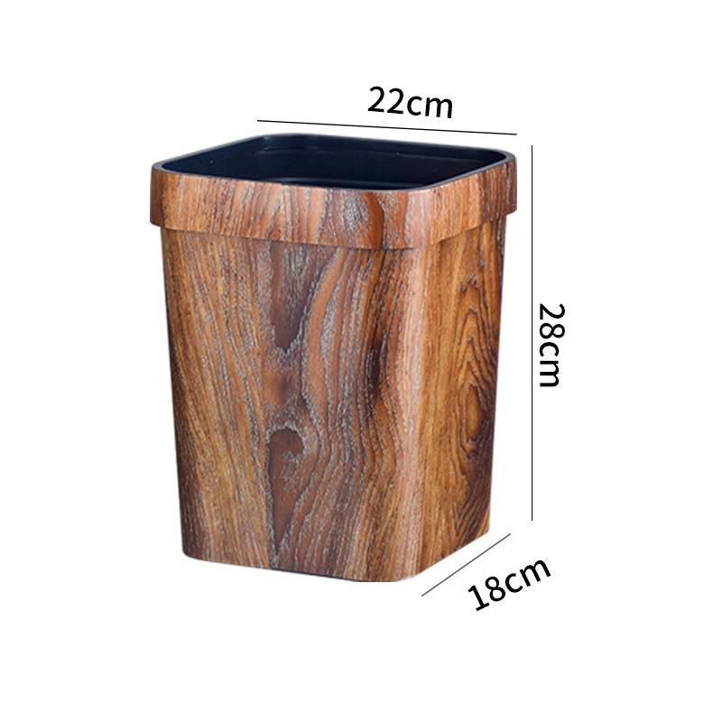 

Wooden Rim Trash Can for Hotel Kitchen Restaurant Bedroom Bathroom KTV Open Style Waste Bin