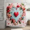 Heart-Shaped Floral Shower Curtain - Waterproof, Mildew-Resistant, Romantic Design Adds Extra Charm To Your Bathroom