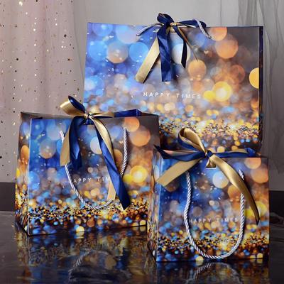 10Pcs Happy Time Gift Bag Packaging Bag Birthday Handbag Candy Paper Bag Storage Bag Christmas Festival