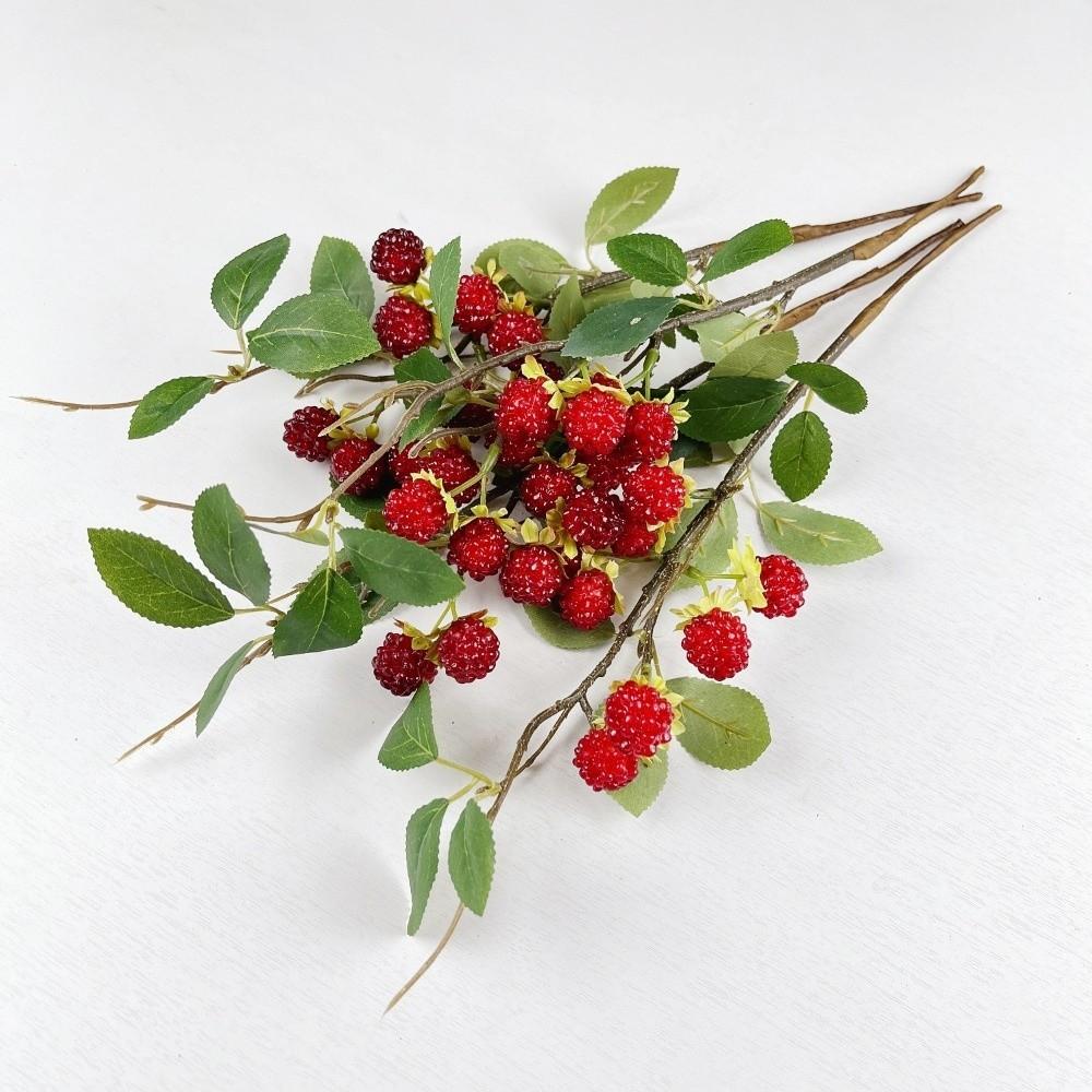 Green Leaves Artificial Raspberry Branch Luxury Fake Plants Living Room Decor