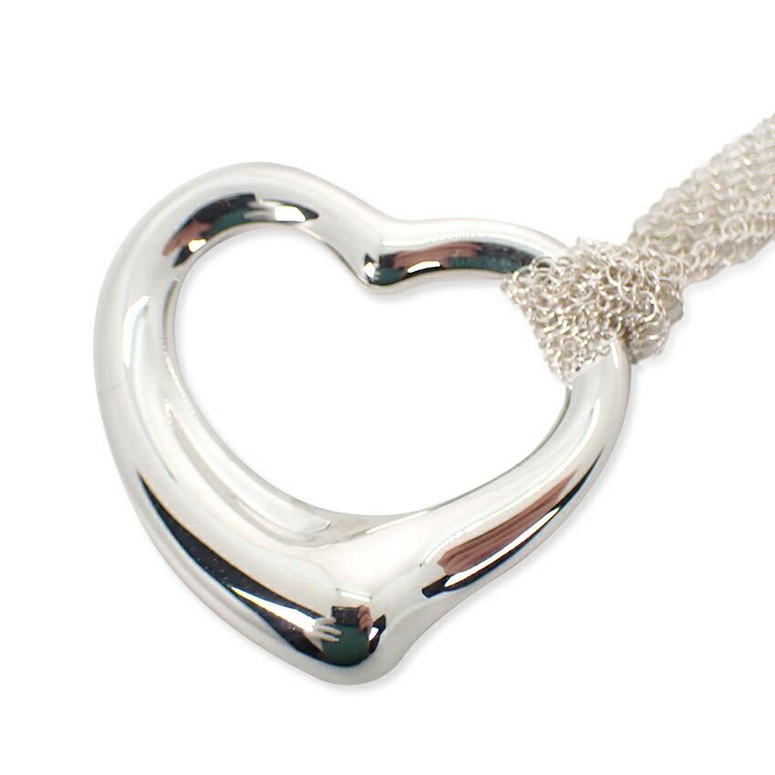 

[Used] TIFFANY 925 Open Heart Large Mesh Chain Pendant/Necklace/j15-8