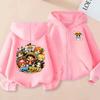 Cartoon Printed Clothing, One Piece Anime Hooded and Zippered Sweater, Long Sleeve Luffy Hooded Sweater for Kids