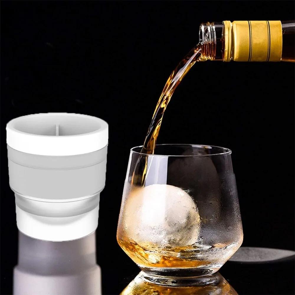 4Pcs Circular Ice Hockey Mold 7cm Ice Sphere Moulds for No-Lead Crystal Whisky for Bourbon Freezer Ice Mold Kitchen Gadgets