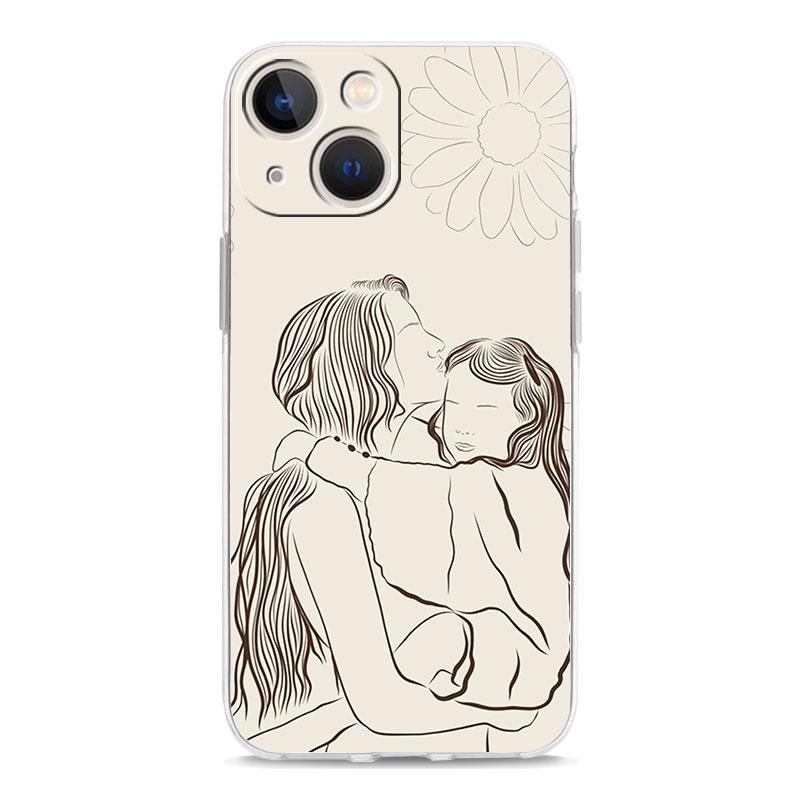 Phone Case For iPhone 15 14 13 12 Mini 11 Pro Max XS X XR 7 8 Plus Clear Shockproof Silicone TPU Cover Baby Girl Mom Family