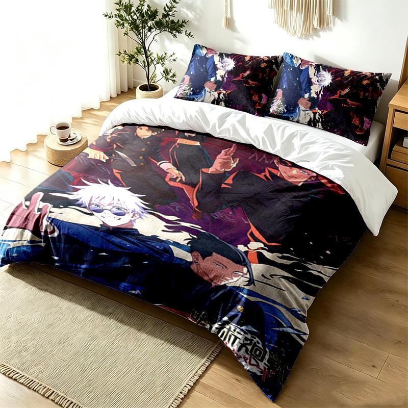 Jujutsu Kaisen 3pc Duvet Cover Set Simple Modern Bedding Set Wrinkle Resistant Soft Fabric All Season Use a perfect gift