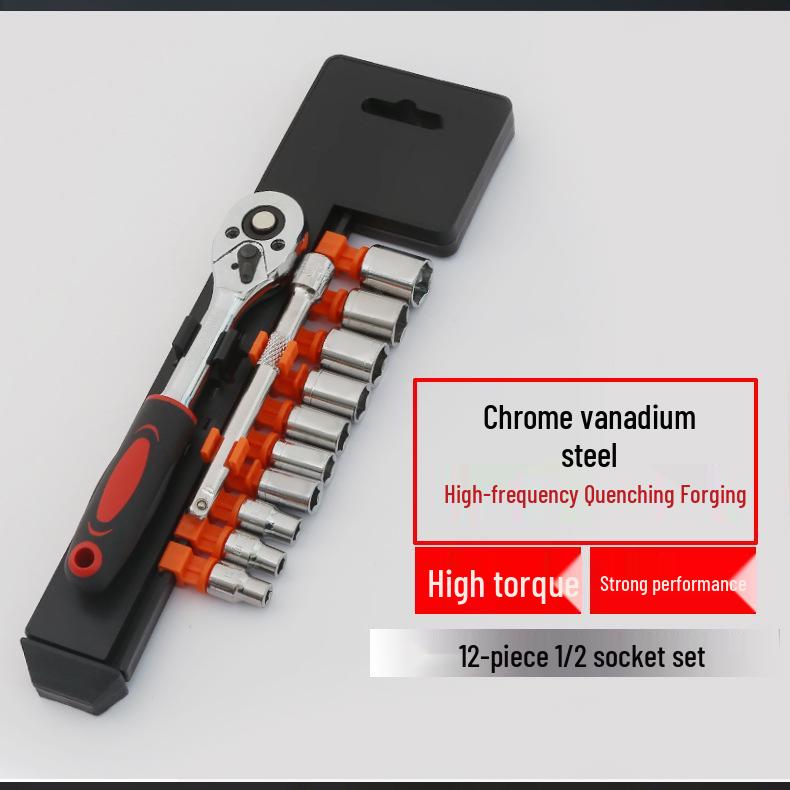 12-Piece Quick Release Ratchet Wrench & Socket Set for Auto Repair