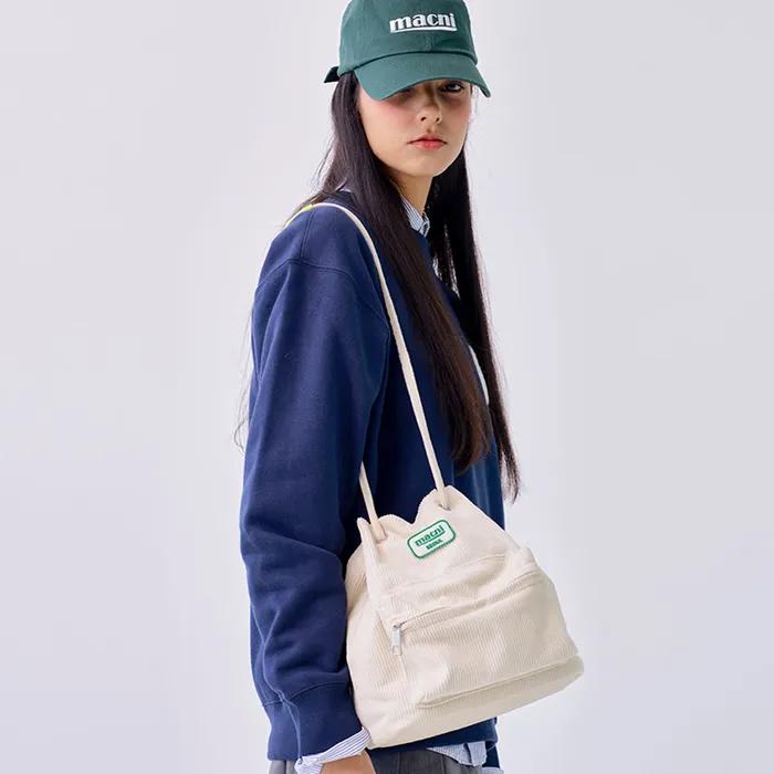 CORDUROY STRING BAG IVORY