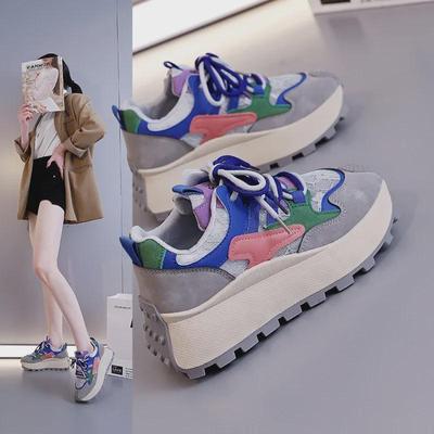 2025 Spring Women's Colorful Harajuku Chunky Sneakers - Height-Boosting, Colorblocked Casual Fashion Shoes
