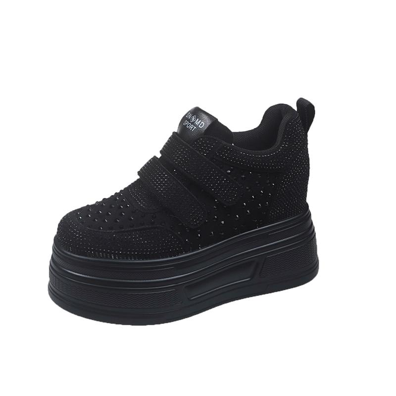 Fashion 10cm Microfiber Platform Heel Wedge Shoes Sneakers Pumps White Platform Crystal Pumps Shoes Women Zapatos De Mujer