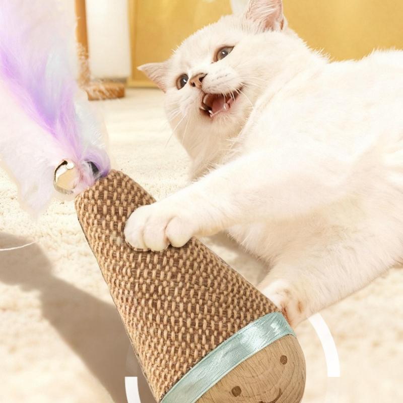 Tumbler Wobbler Toys for Cat Bite-resistant Chew Toy Feather Agave Teeth Cleaning Interactive Cat Toy Supplies