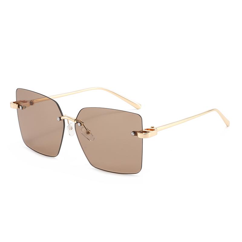New Arrival Rimless Sunglasses For Women Metal Frame Luxury High Sense Anti Ultraviolet Fashion Cross-border Sun Glasses Outdoor Daily Eyewear
