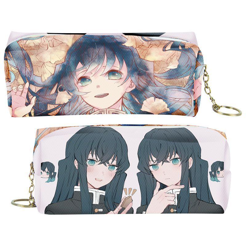 Slayer Demon Cartoon Animation Peripheral Pencil Case Stationery Box Pencil Coin Purse PU Zipper Nezuko Mitsuri Butterfly Ninja