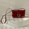 Retro Burgundy Shoulder Messenger Bag Women'S Versatile High-End Horseshoe Buckle Portable Underarm Bag Women