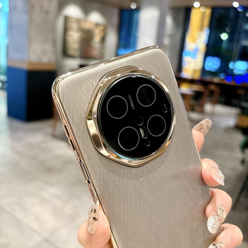 For Huawei Mate 70 Pro Plus Case PU Leather Luxury Gold Filigree Silver Brocade Phone Cover with Reinforced Camera Lens Guard