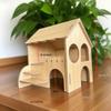 Golden Silk Hamster Villa: Interactive Wooden House with Platform, Climbing Ladder, and Hiding Spots - Complete Set for Landscaping.