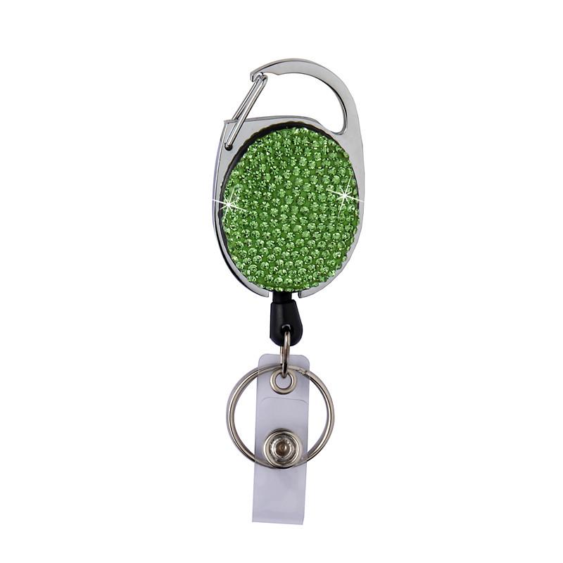 Ceramic Clay Pull-Release Retractable Metal Keychain Egg-Shaped Card Holder