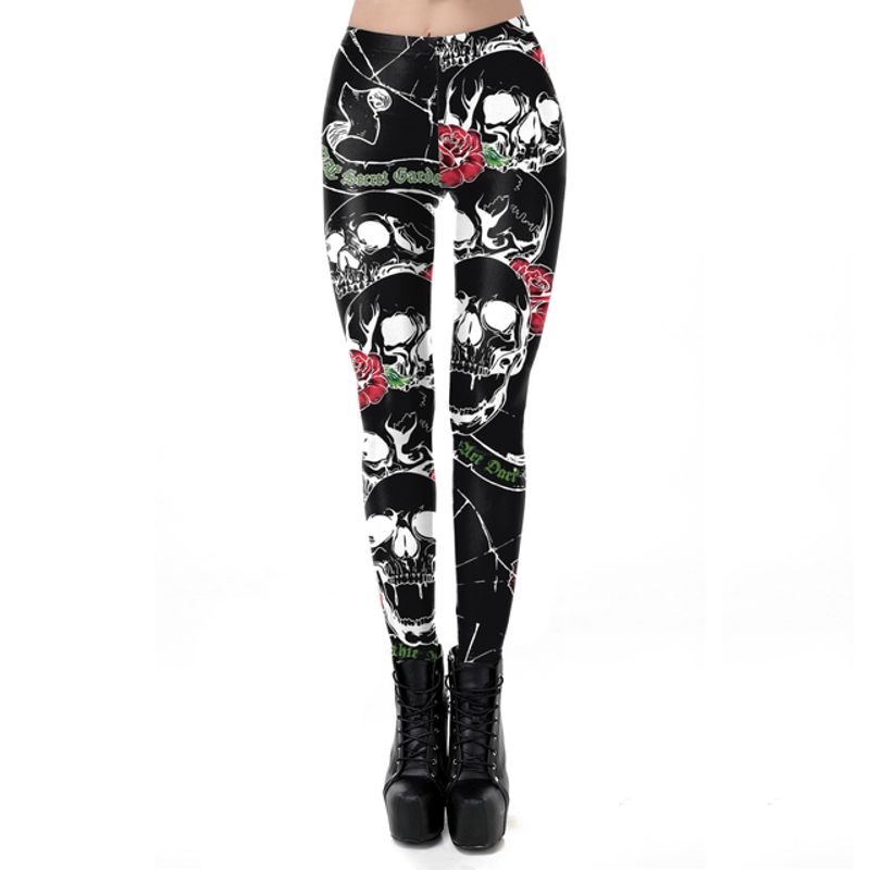 Halloween 3D Skull Print Pants Halloween 3D Skull Print Ankle Tight Leggings
