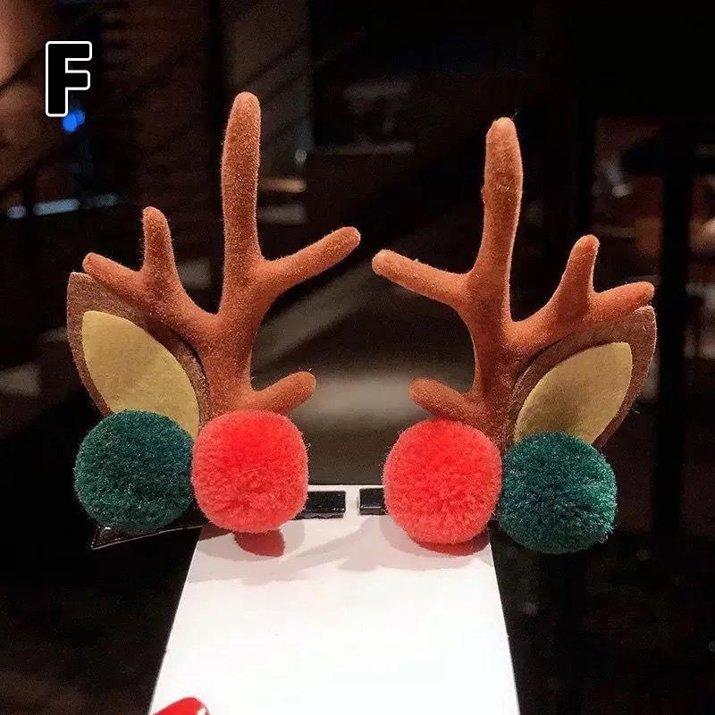 1Pair Hair Ball Christmas Antler Deer Ear Hairpins Hair Clip Hair Accessories Christmas Headbands