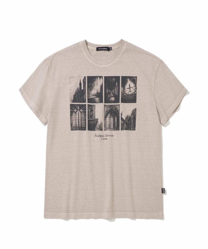 NOT4NERD Cathedral Afterimage Pigment Regular Fit T-Shirts - Beige
