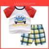 Set Estivo in Cotone per Bambini con T-shirt a Maniche Corte e Pantaloncini con Stampe Animali per Bambini
