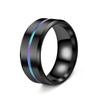 New European & American Men's Double Bevel Brushed Matte Wedding Ring - Simple Design, Hot Selling